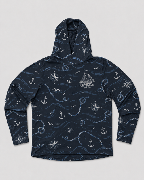 Anchor Yacht Club Nautical Hoodie - Navy