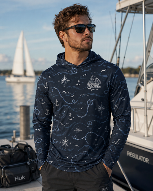 Anchor Yacht Club Nautical Hoodie - Navy