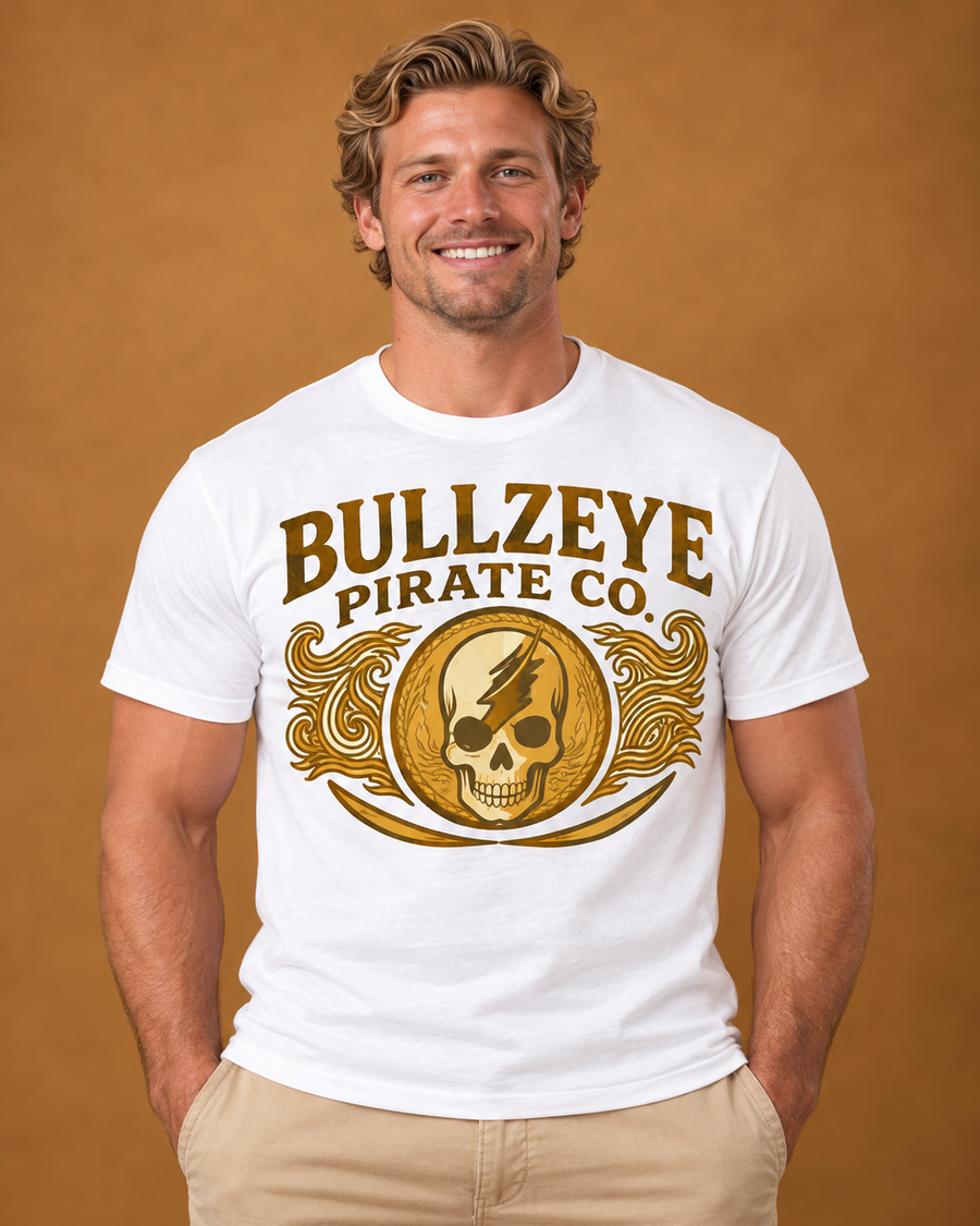 Bullzeye Gold Pirate Co. Skull Tee